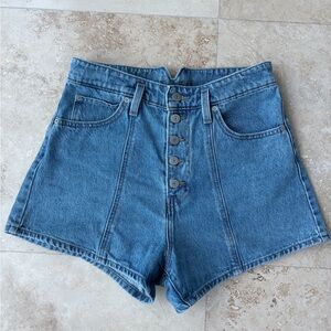 Levi's High-Waist Blue Denim Mom Shorts
